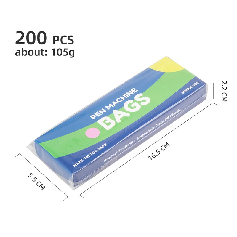 200 قطعة مشبك الوشم الحبل الأكمام يغطي أكياس المتاح البلاستيك ماكينة رسم الوشم التجميلي القلم أكياس غطاء أسود/أزرق الوشم الملحقات #6