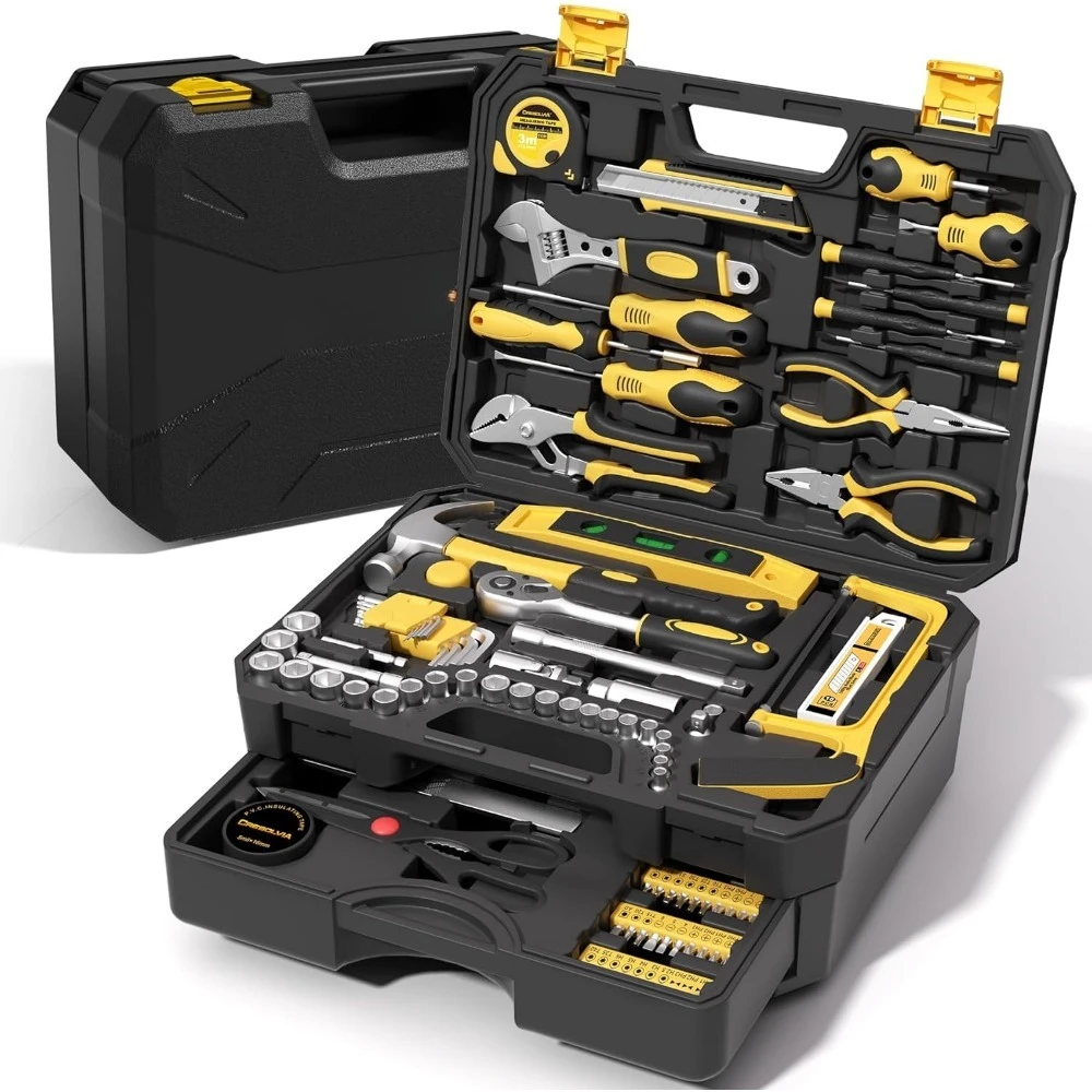 

Набор инструментов для дома и авторемонта из 328 предметов с ящиком для хранения и выдвижным отсеком, универсальный набор ручных инструментов для домашнего использования и DIY