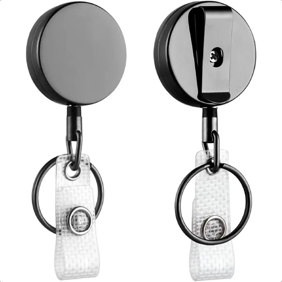 

ID Badge Holder Reel with Clip and Keyring HeavyDuty AllMetal Casing with 27.5 UHMWPE Fiber Pull Cord for Durability and Easy A