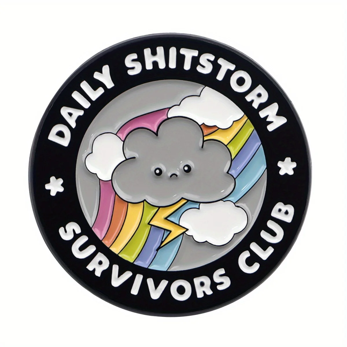 Daily Storm Enamel Pin Survivor Club Brooch Dark Clouds, Rainbow Badge for Jewelry Accessory Gifts