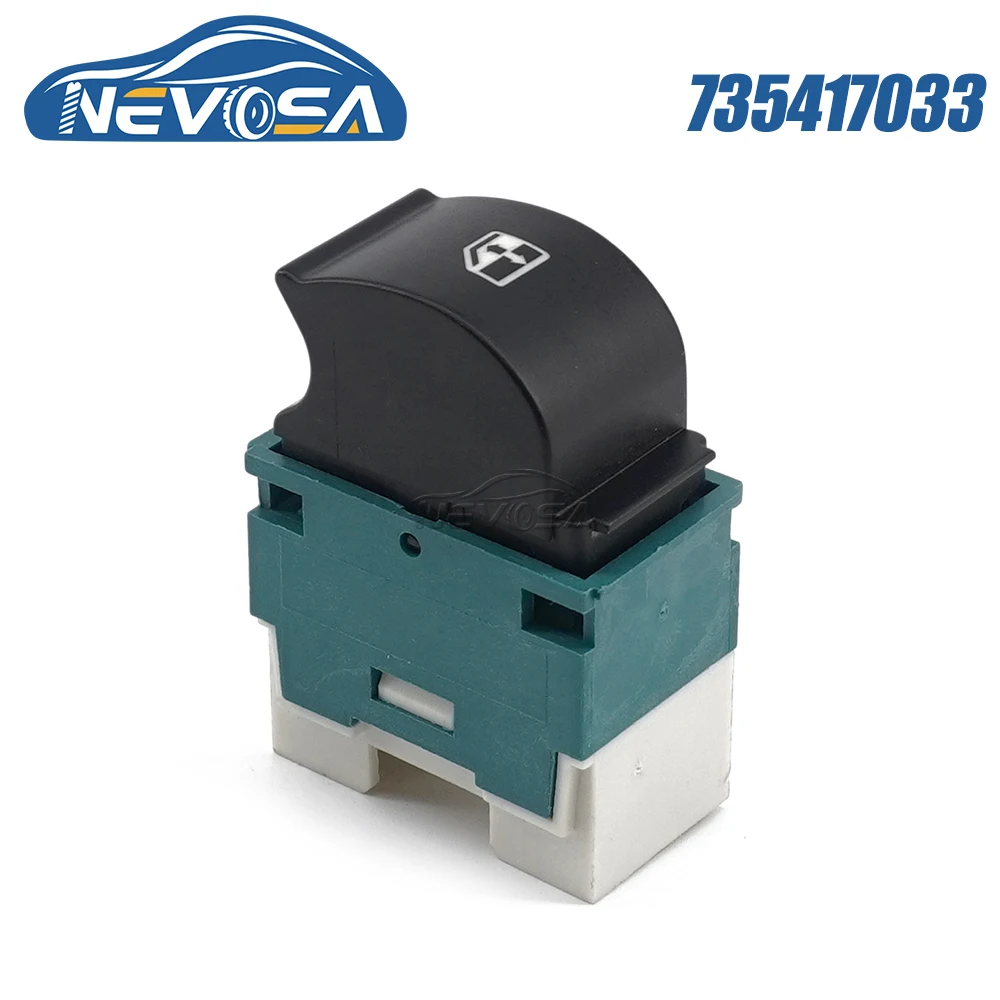 

NEVOSA 735417033 For Fiat Idea Doblo 2001 2015 Lancia Musa Power Window Switch Single Button 5Pin 27806955 Green Base 735417034A