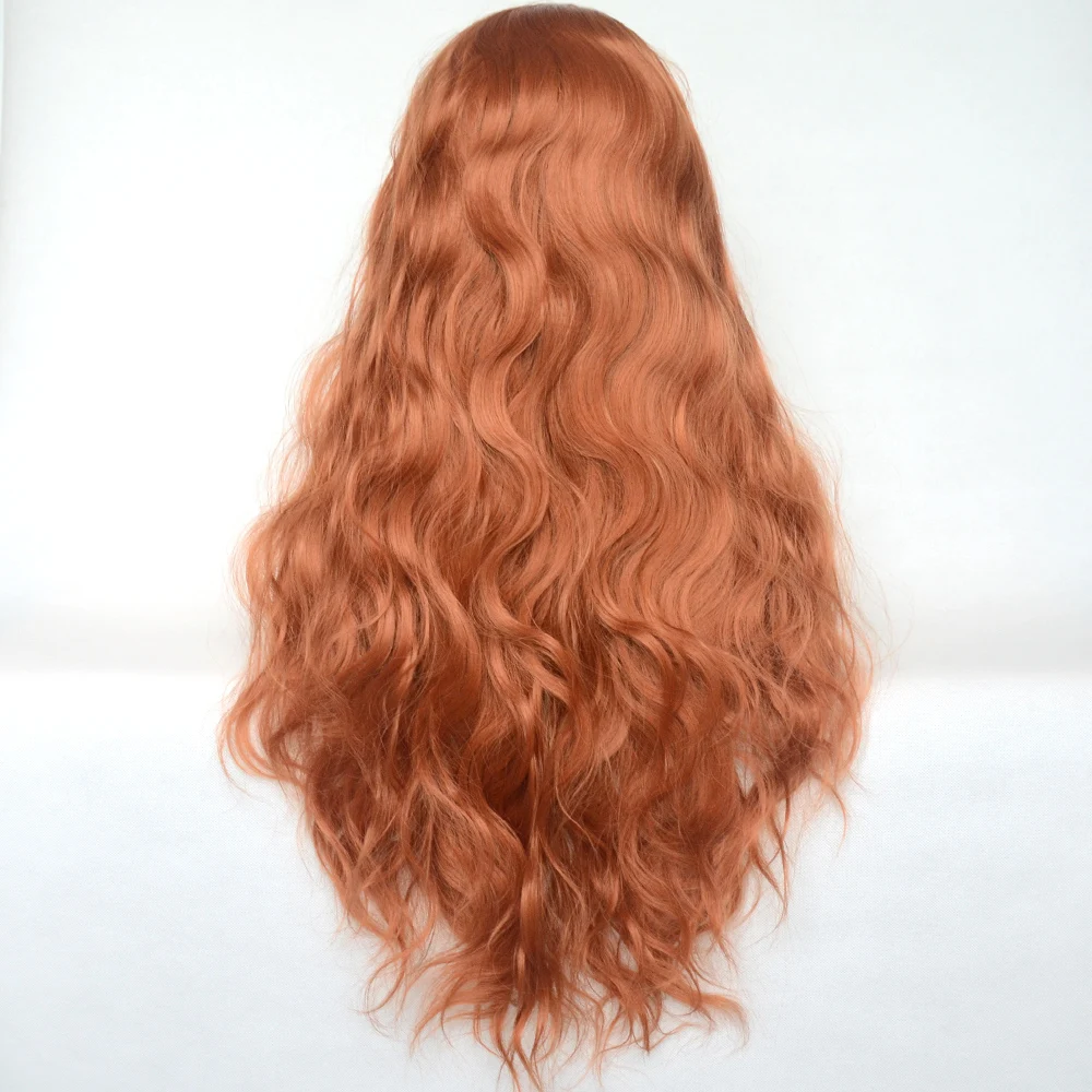 Vogue Queen Ginger Orange Lace Front Wig Synthetic Loose Wave Hair Pre Plucked For Women Orange Colored Wavy Hair Wig