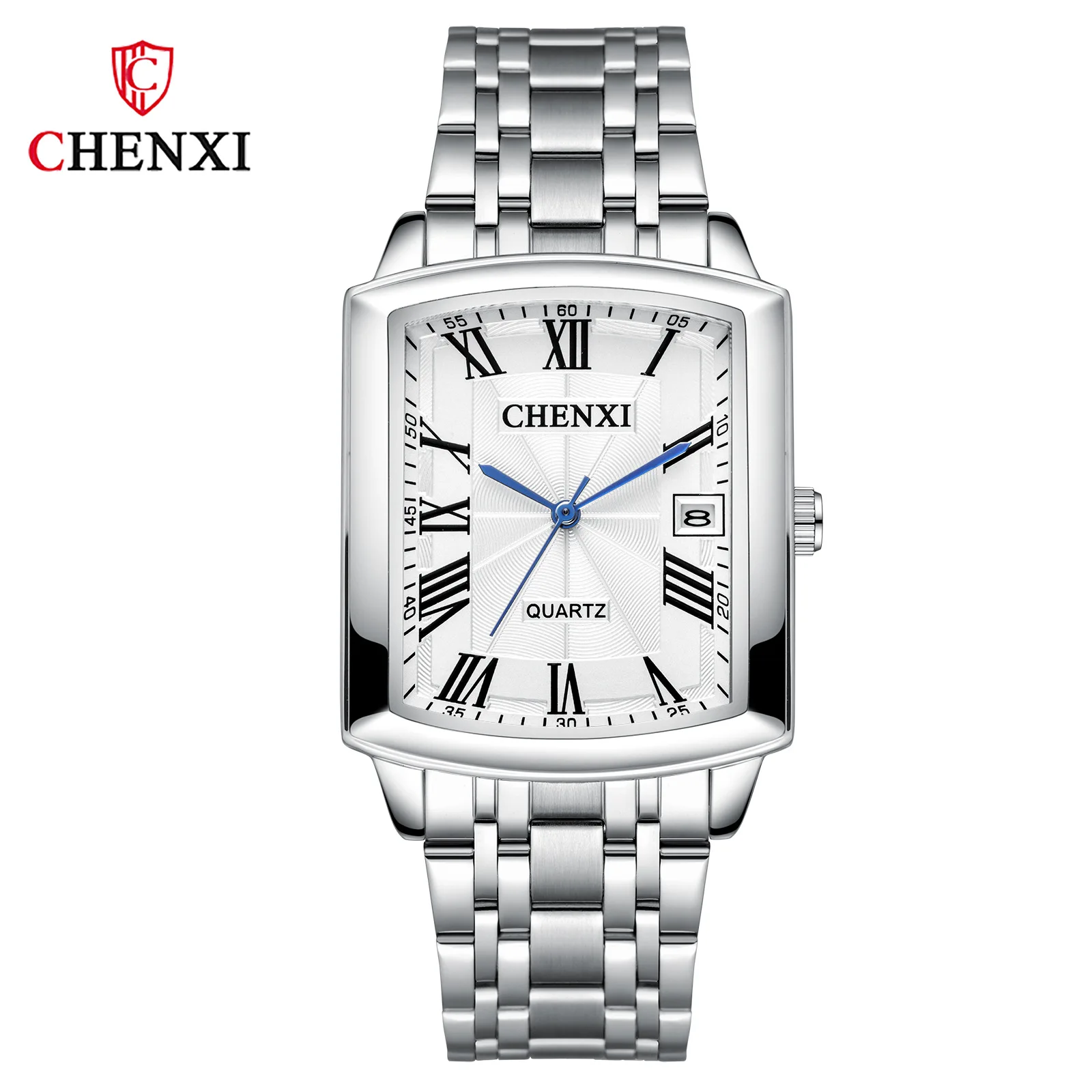 CHENXI Brand Fashion Classic Square Dial Couple Lovers Quartz Wristwatch Delicate Luxury Steel Strap Men Watch Women Full Steel