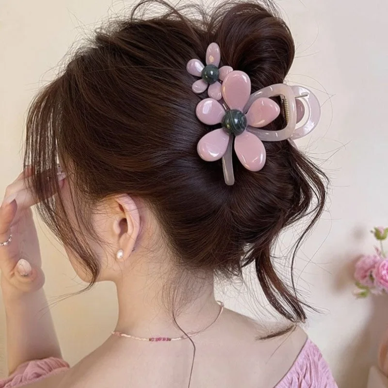 YHJ Elegante Artiglio per Capelli a Fiore Clip per Artigli Floreali alla Moda per Ragazza Stile Coreano Dolce e Carino Clip per Capelli a Granchio Accessori per Capelli per Le Donne