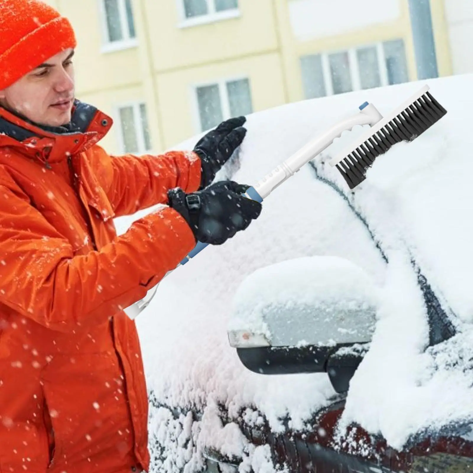 Snow Scraper For Car Extendable Cleaning Broom 360 Degree Pivoting Car Ice Scraper For SUV Truck Vehicle Sedans Scooters Roof