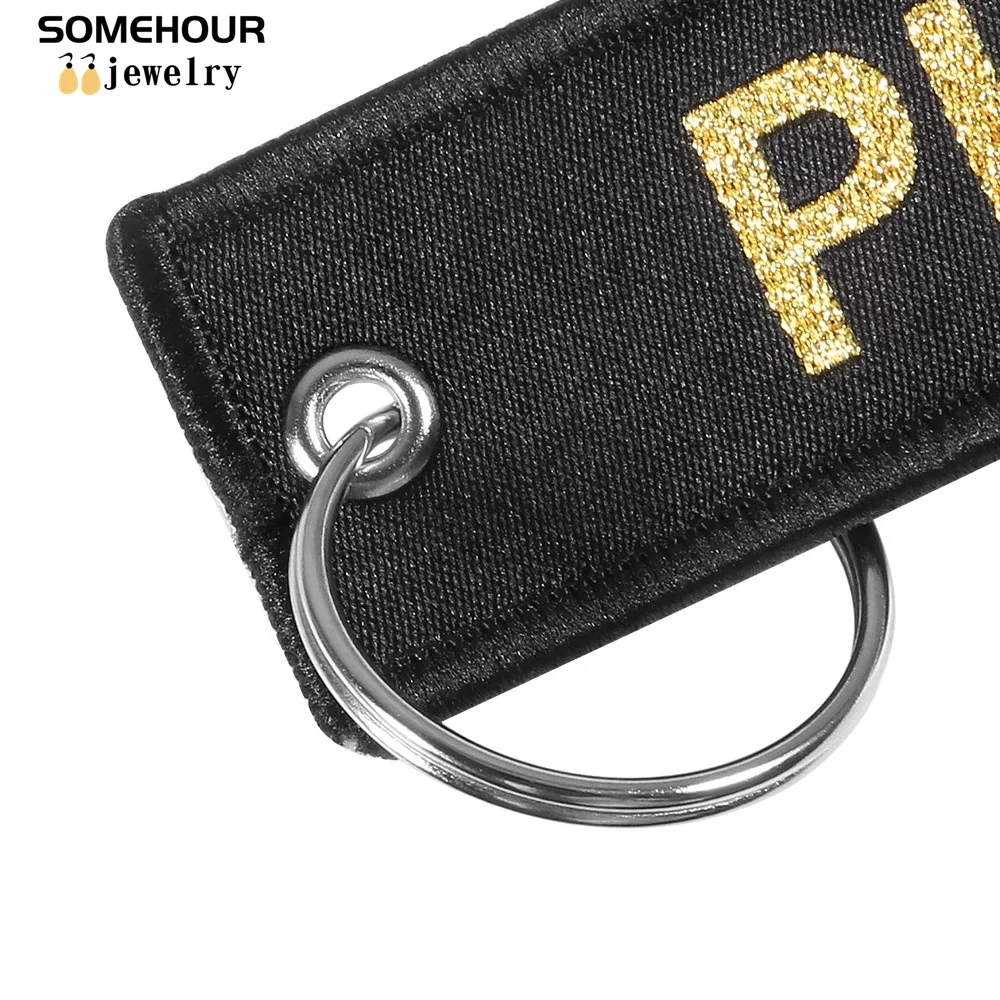 SOMEHOUR Remove Before Flight Pliot Launch Keychain Crew Embroidery Pendant Tags Car Bag Motorcycles Keyring For Aviation Gifts