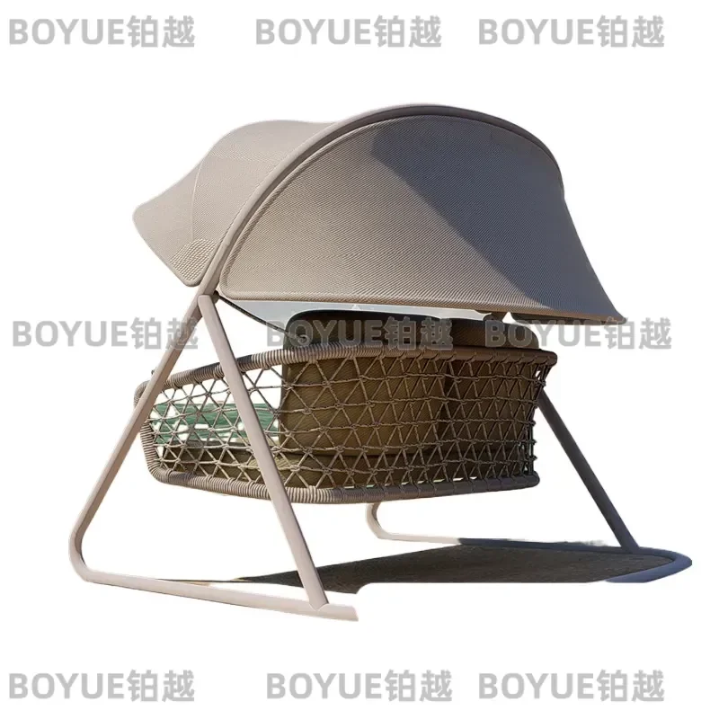 Outdoor Patio Swing Chair Double Triple Seat Garden Hammock Bench for Backyard Villa Courtyard Relaxing Furniture