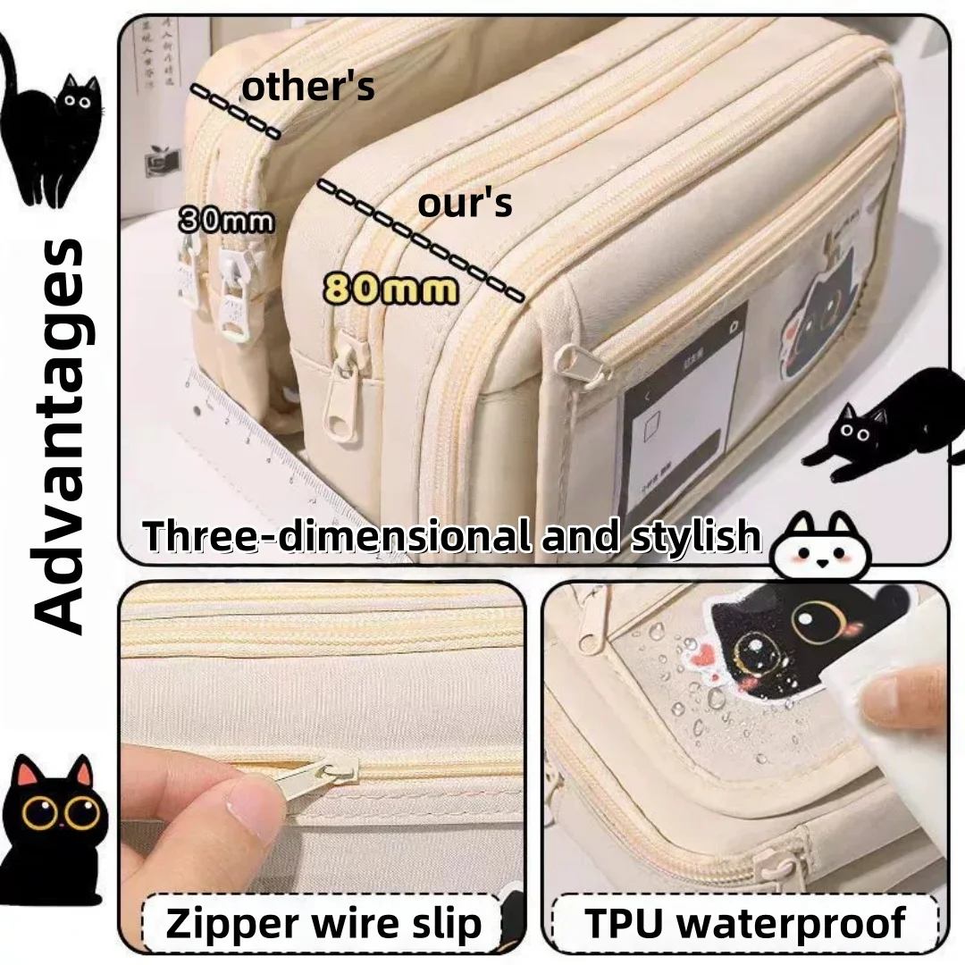 9 LAYERS Cat pencil Case Student High-capacity Pencil Case Boys and Girls Junior High School Student Stationery Bag Pencil Case