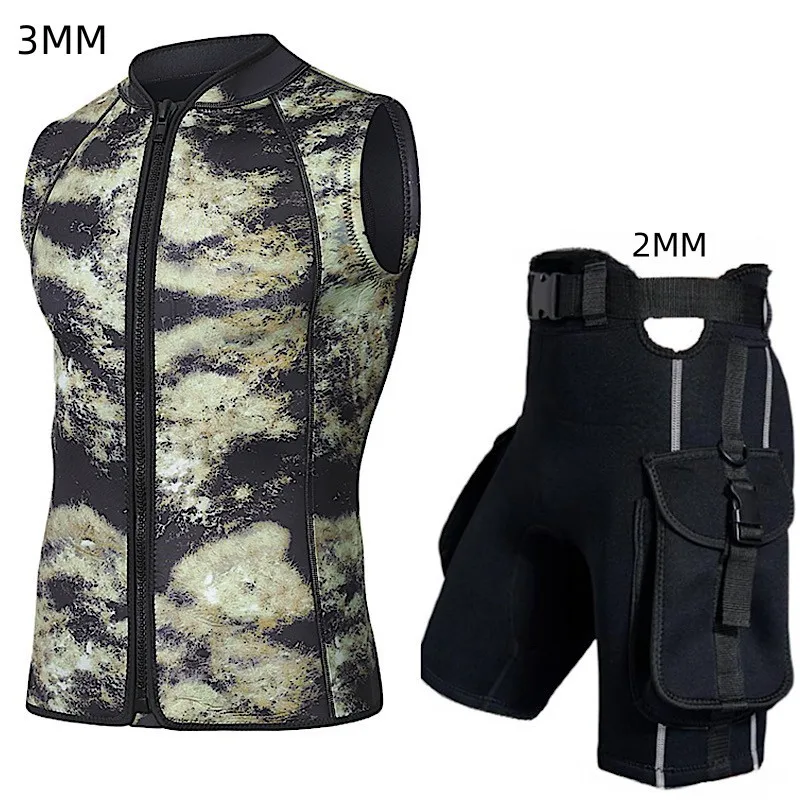 2024 3mm Neoprene Sleeveless Wetsuit Vest Vest With Dive Pocket Shorts Freediving SnorkelingSurfing Set Gear Top 2MM Pants