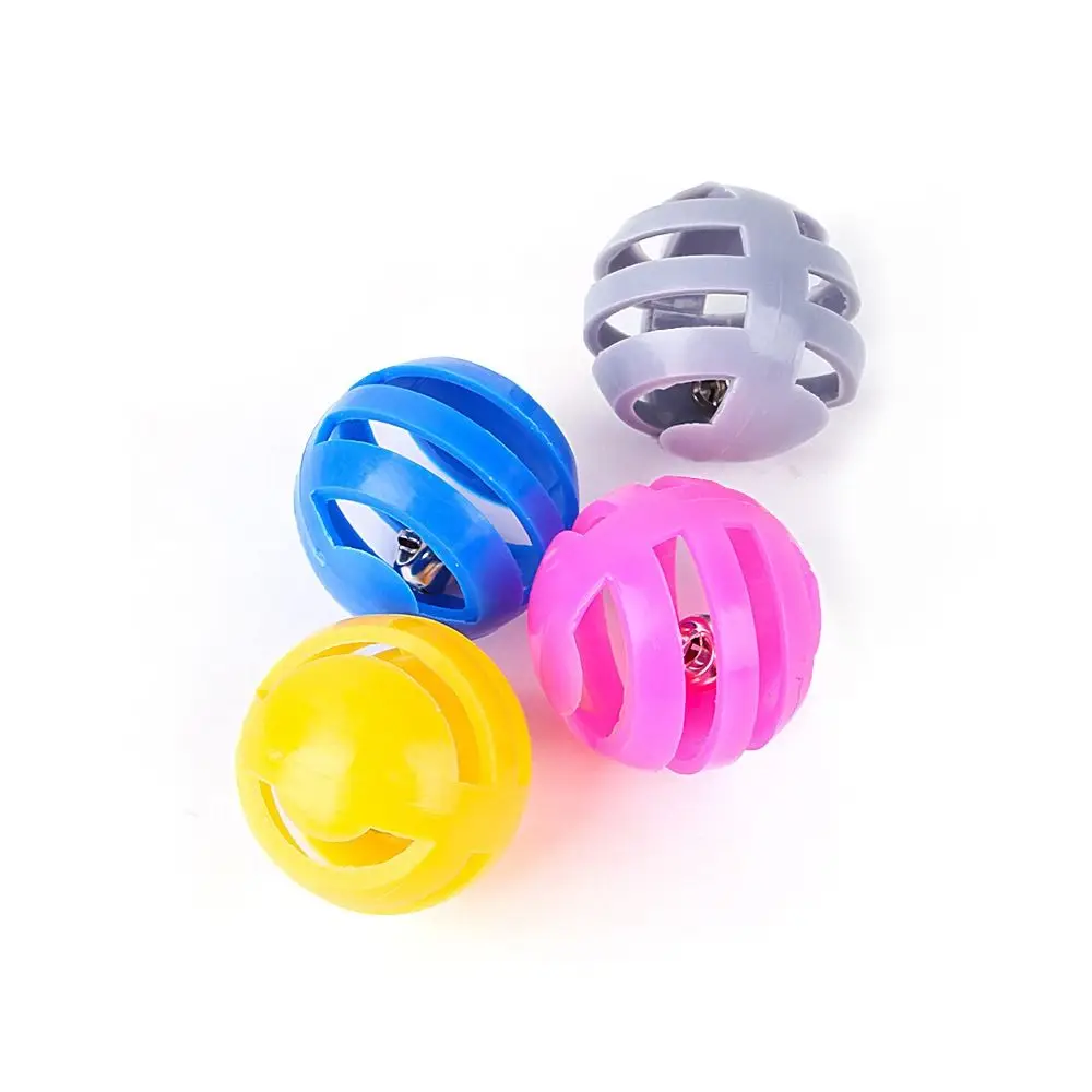 Cat Interactive Interactive Cat Bell Ball Plastic Hollow Out Chasing Cat Toys Ball Random Color Jingle Ball Cat Toys Playing