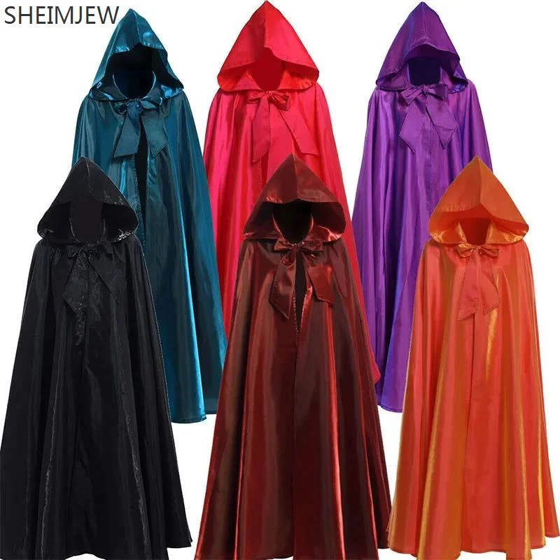 

New Medieval Cloaks Adult Long Witchcraft Vampire Robe Hooded Cloak Carnival Party Cosplay Costume