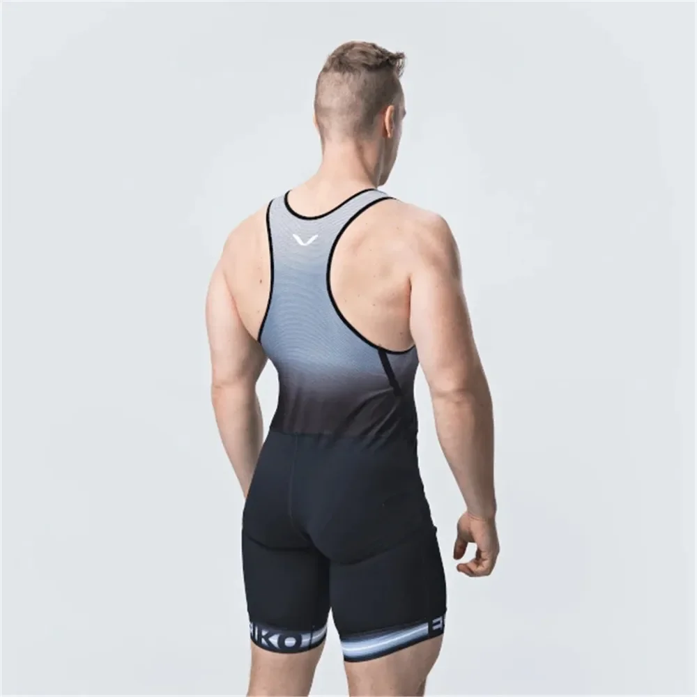 Men Powerlift Suspenders Suit Wrestling Singlets Skinsuit Bodysuit Swimwear Gym Sport Fitness Clothing Run Speedsuit Tights