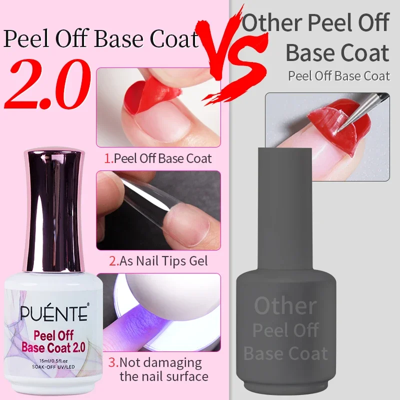 Peel Off Base Coat, Clear Function UV Nail Gel, Sem Removedor de Necessidade, Sem Hurt Nails, Verniz Peelable, Nail Tips, Glue Gel, Nova