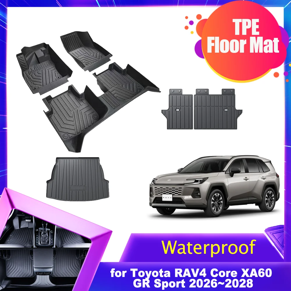 

Автомобильные коврики для Toyota RAV4 Core XA60 GR Sport 2026~2028: TPE-вкладыши для багажника, сидений и спинок, водонепроницаемые, нескользящие аксессуары