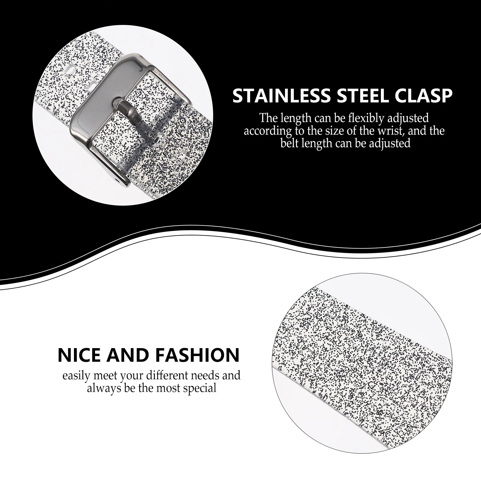 

Блестящий силиконовый ремешок для часов 3, регулируемый блестящий сменный ремешок, удобный дышащий браслет