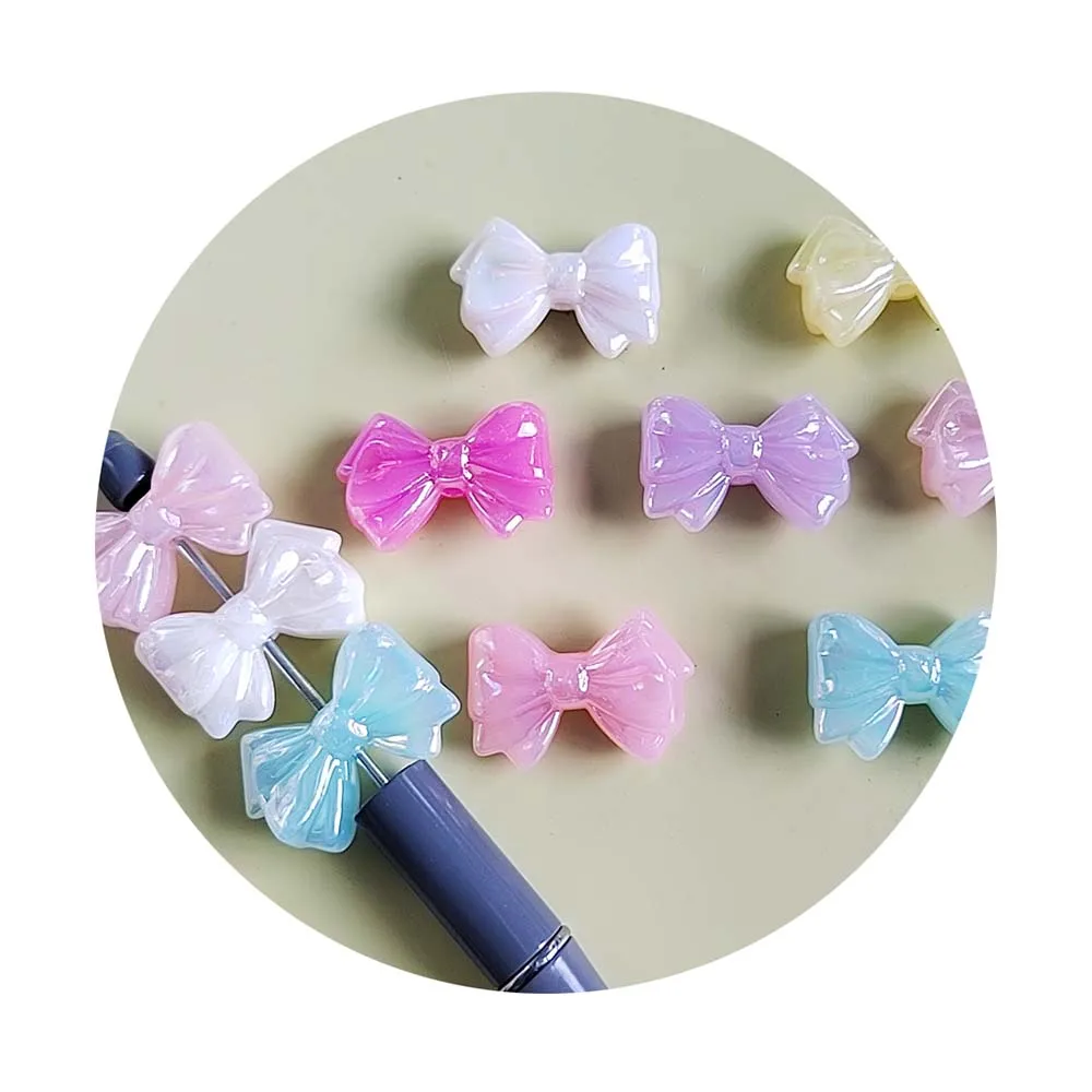 Multi Color Acrylic Bowknot Beads Cute Bow Spacer Charms For Bracelet DIY Jewelry Accessories