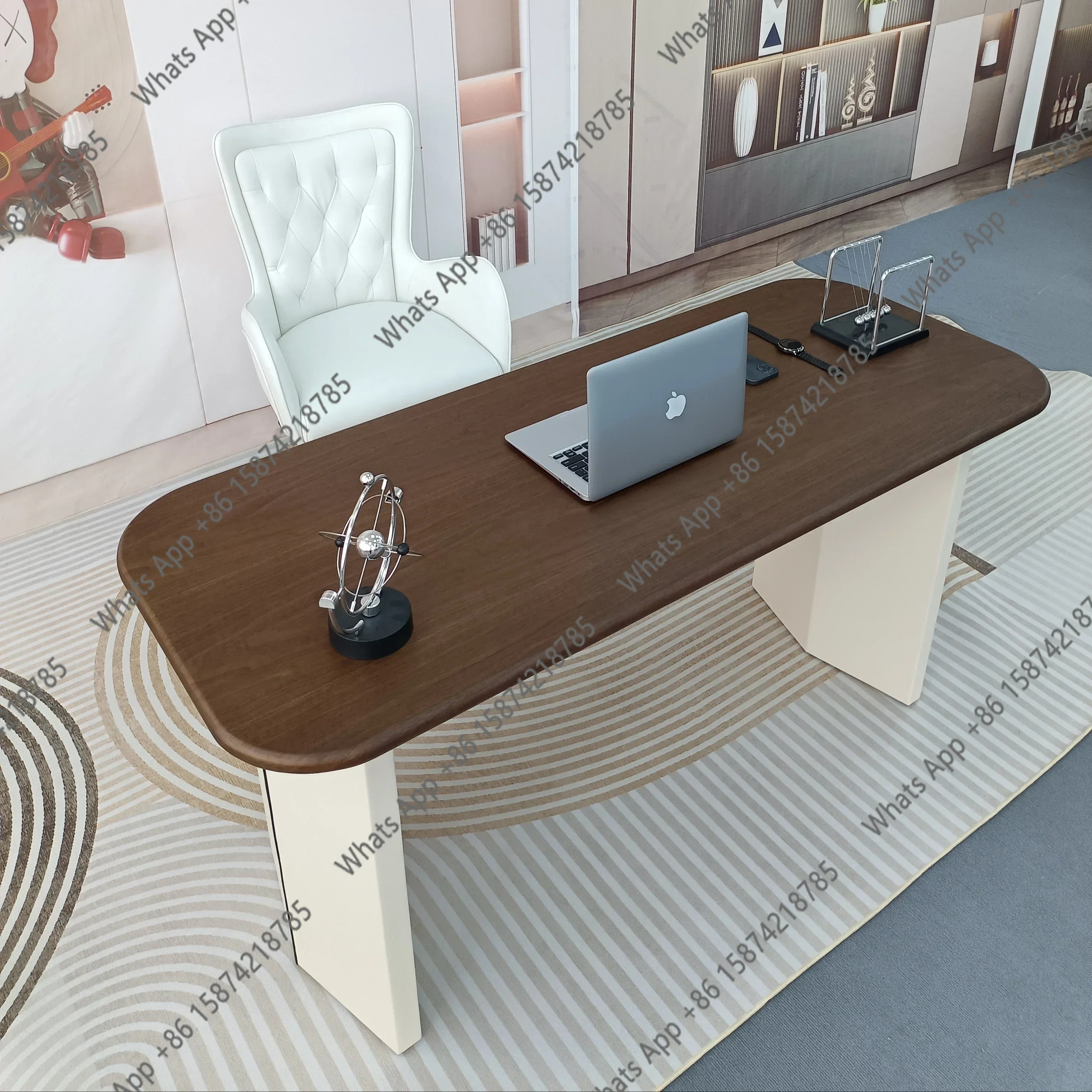 

A For Italian Solid Wood Saddle Leather Desk Modern Computer Desk Bedroom Study Home Desk X