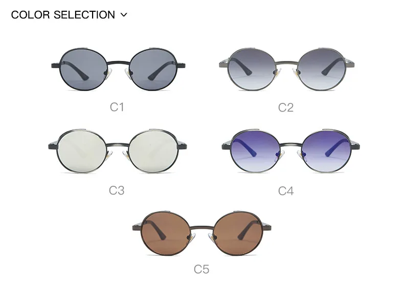 OEC-MANAGEMENT CPO Oval Punk Vintage Sonnenbrille Frauen Männer Runde Marke Designer Sonnenbrille Weibliche Steampunk Retro Brillen UV400 Oculos – Detail 3