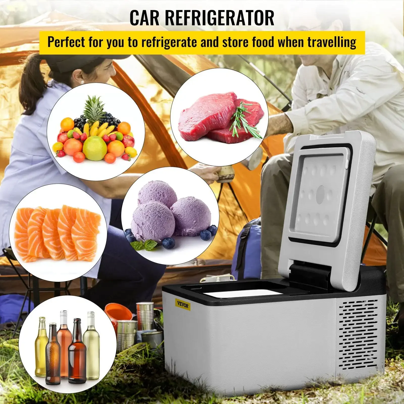 12 Volt Refrigerator 10 Qt, Mini Freezer (-4°F~68°F) W/APP Control Car Compressor Fridge Cooler 12V/24V DC and 110-220V AC