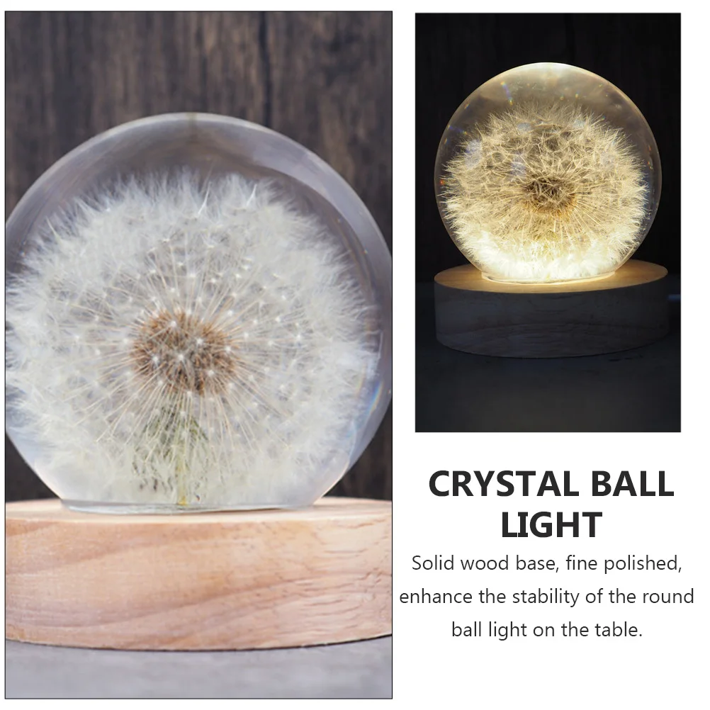 

1Set DIY Crystal Ball LED Light Mold Sturdy Wood Base Handmade Desktop Ornament for Home Decoration Party Wedding