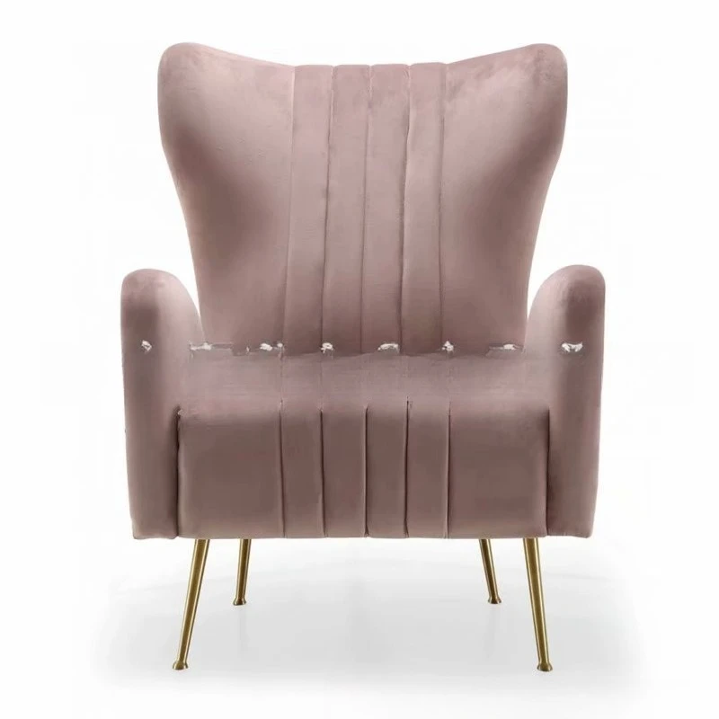 

Simple Modern Fabric Single Sofa Furniture Stainless Steel Reception Chair Clubhouse Hotel High Back Sofa Chair