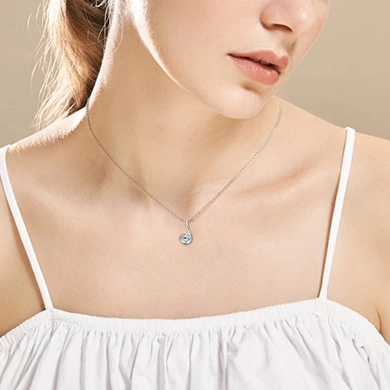 

AINUOSHI GRA Moissanite Sparkling Necklace For Women 6.5MM 1CT Teardrop Pendant Necklaces 925 Real Silver Neck Jewelry Gift