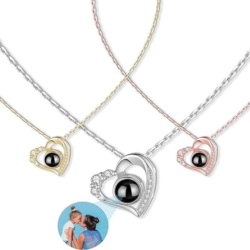 

Personalized Necklace with Picture Inside - HD Printed Necklaces with Photos, Fashion Projection Necklace Gifts for Women