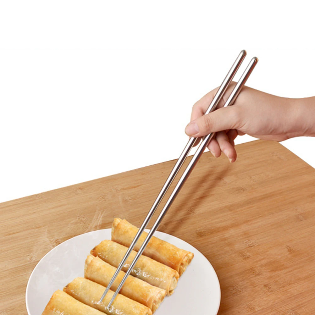 

4pcs Stainless Steel 14 Inch Long Chopsticks For Hot Pot Cooking Frying Noodle Extended Handle Non-Toxic Flavor Free