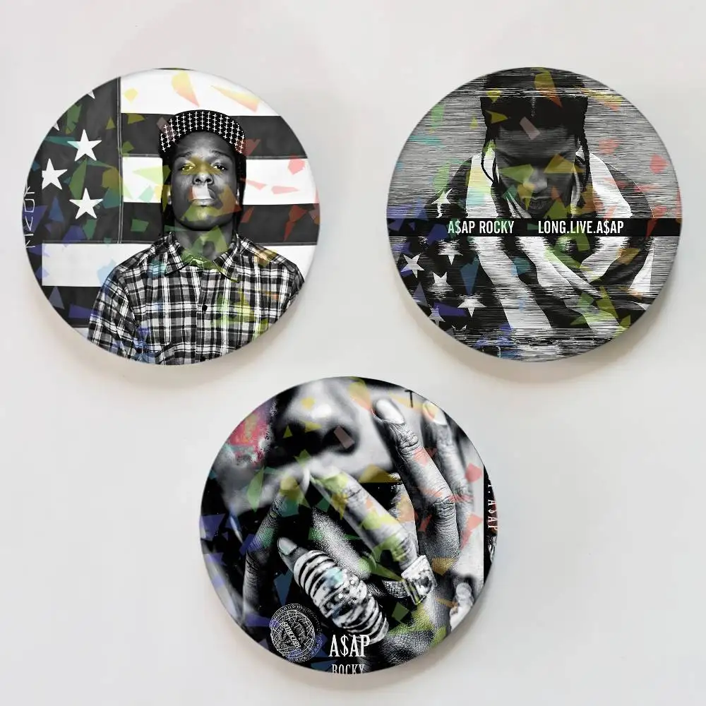 Rapper A-ASAP Rocky Round Exquisite Laser Badge Brooches Creative Pins For Clothes Hat Backpack Gift Accessories