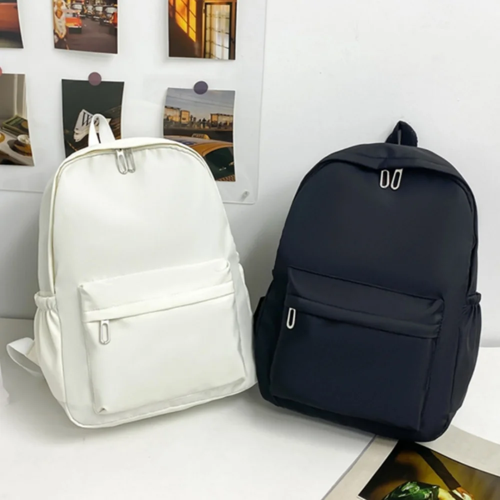 Waterproof Nylon Backpack for Women Travel Large Capacity Backpack Student Boy Girls School Bag Simple Solid Color Shoulder Bags