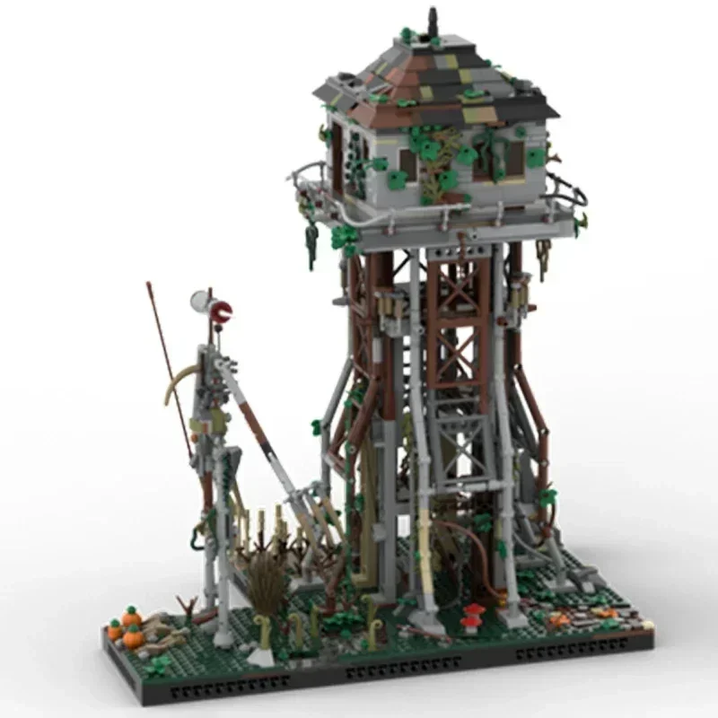 Moc Building Blocks Modular Street View ทิ้ง Watchtower การวิเคราะห์อิฐ DIY ประกอบของเล่นก่อสร้างสําหรับวันหยุดเด็ก