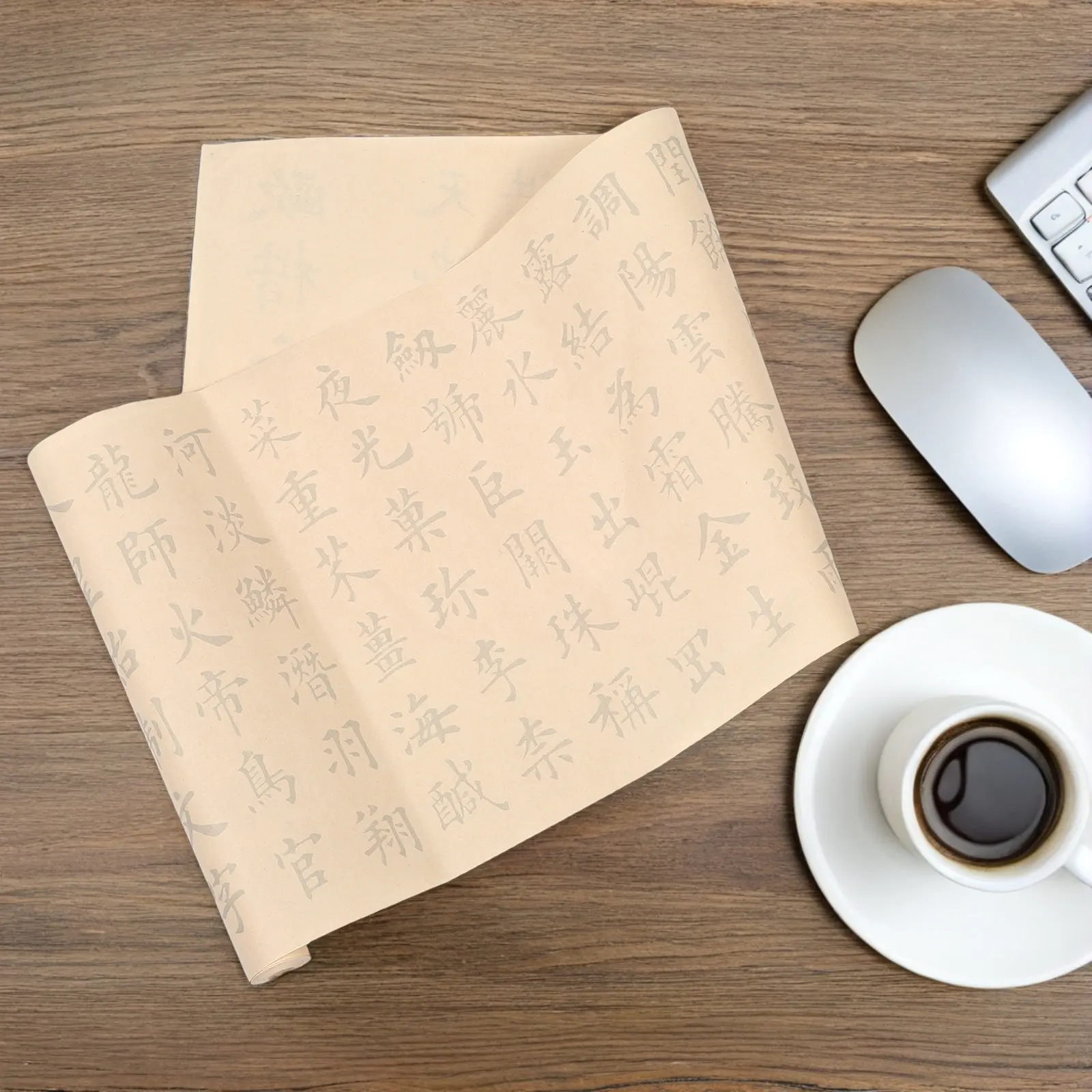 Chinese Calligraphy Practice Book Xuan Paper Sheets Regular Script Red Tracing Grid for Beginners Dual Size Scroll Format
