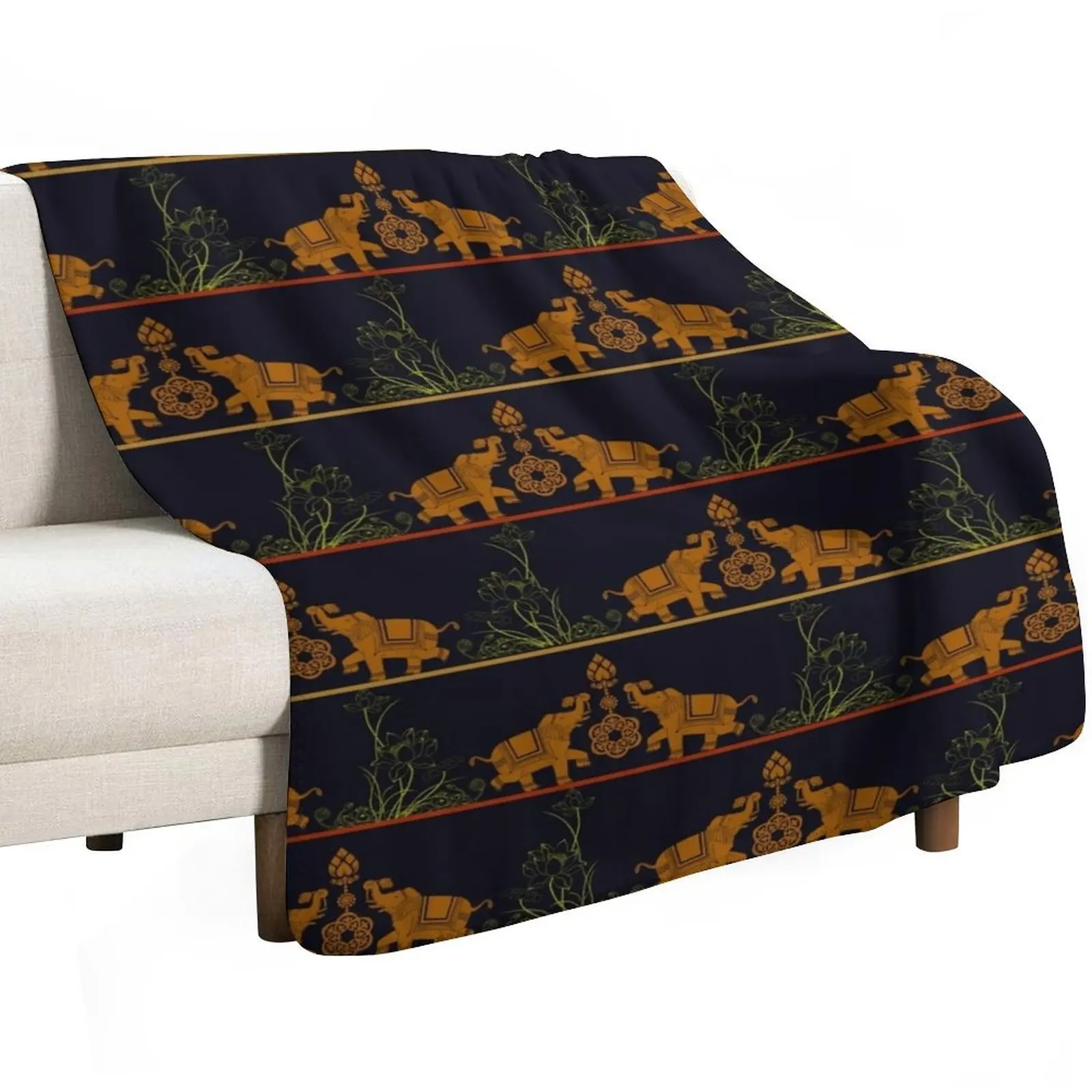 

Rajasthani Elephant Print Throw Blanket decorative Beautifuls Furry Blankets