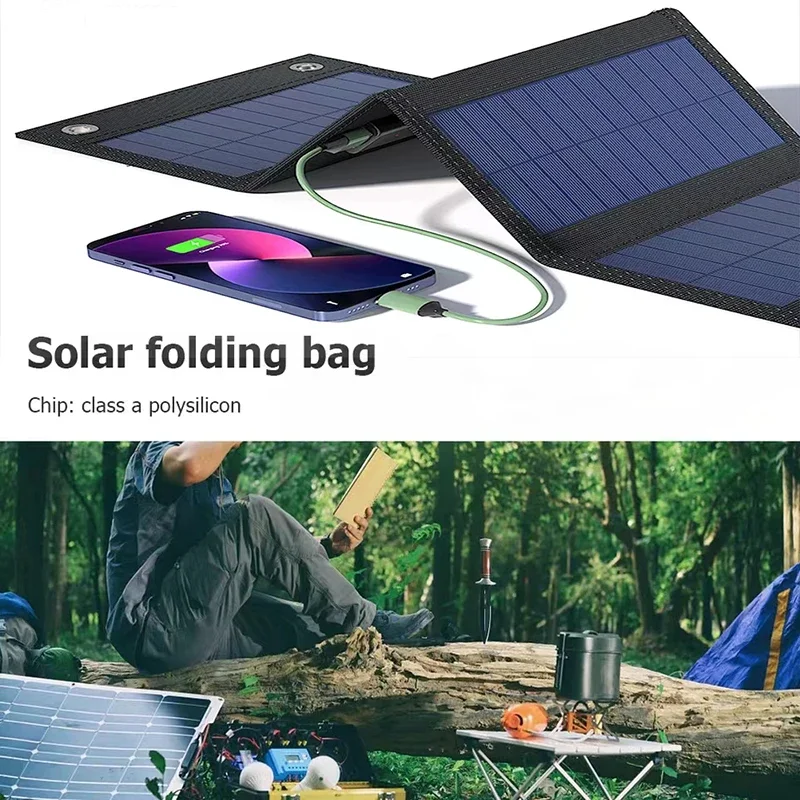 Imagem -06 - Foldable Painel Solar Carregador Portátil Painel Solar Fonte de Alimentação Móvel Alta Potência Usb 5v dc Tempo Integral 600w