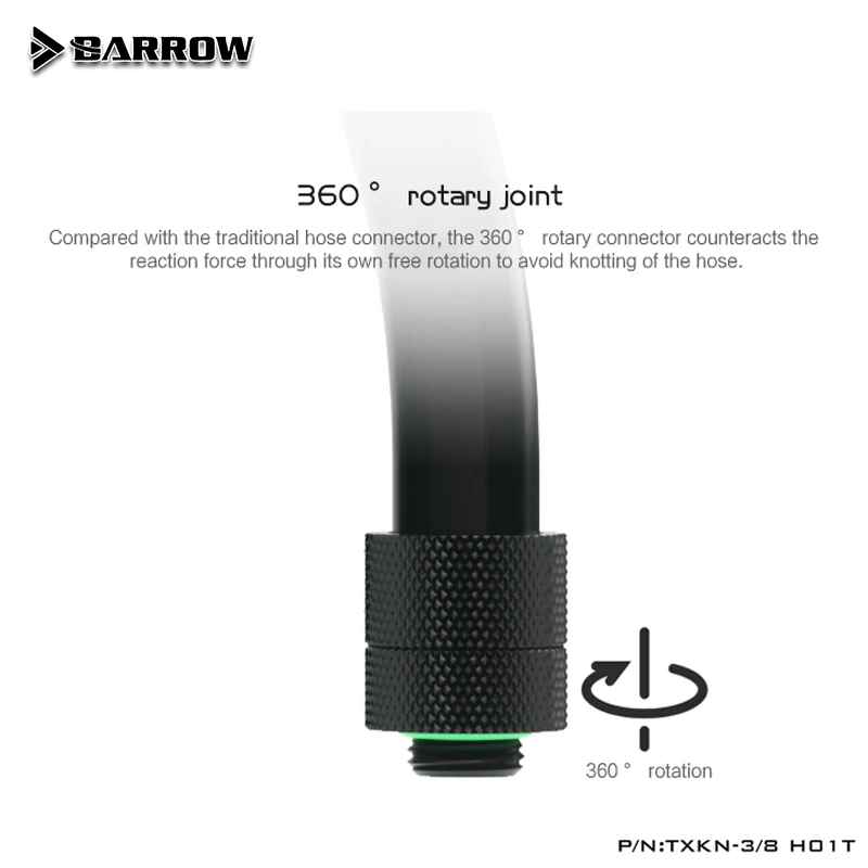 Barrow AIO Soft Pipe Fitting Kit Connector Rotatable EPDM Hose Quick Tightening Server Watercooling Used 20-50cm TXKN-3/8H01T