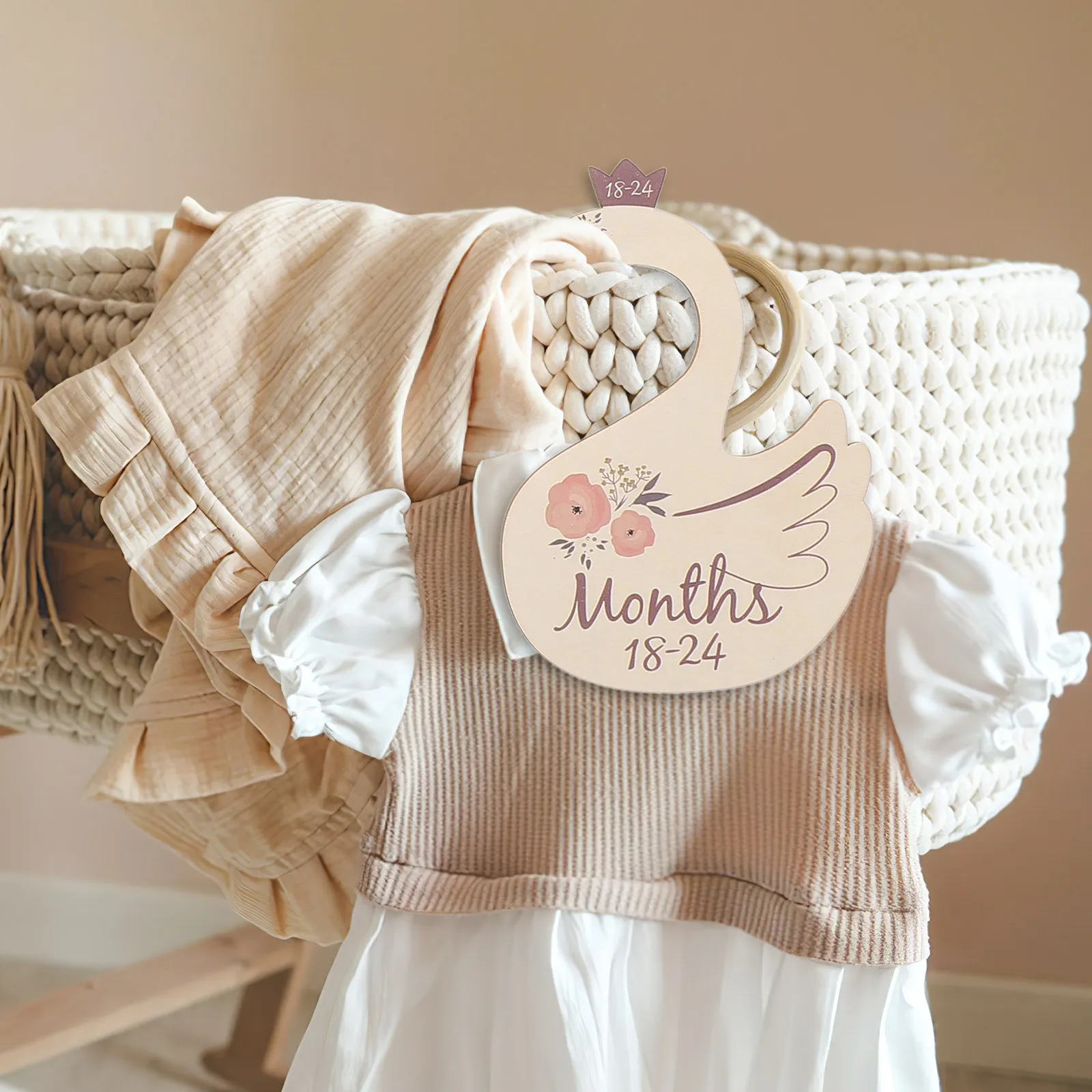 

Набор из 7 деревянных разделителей для шкафа в форме лебедя, органайзер для одежды, разделители размеров для гардероба, подвесные разделители для детской комнаты