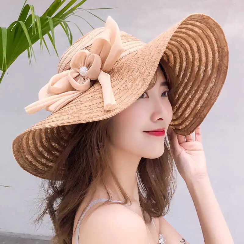 Hats for women in summer, beach hats, seaside outings, face covering, sun protection, large brim sun hats, foldable sun hats