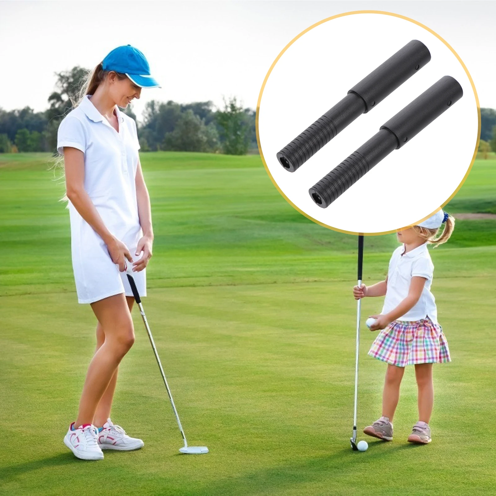 

2 pcs Golf Club Extension Rods 102MM Carbon Shaft Compatible Lightweight Durable Spiral End Design For Putter Black