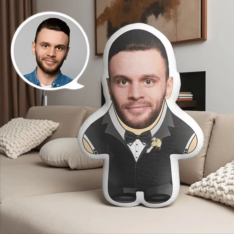 Personalized Ugly Face Cutout Human Shaped Plush Pillow, Custom Silly Meme Selfie Cushion, Funny Prank Novelty Decor for Living