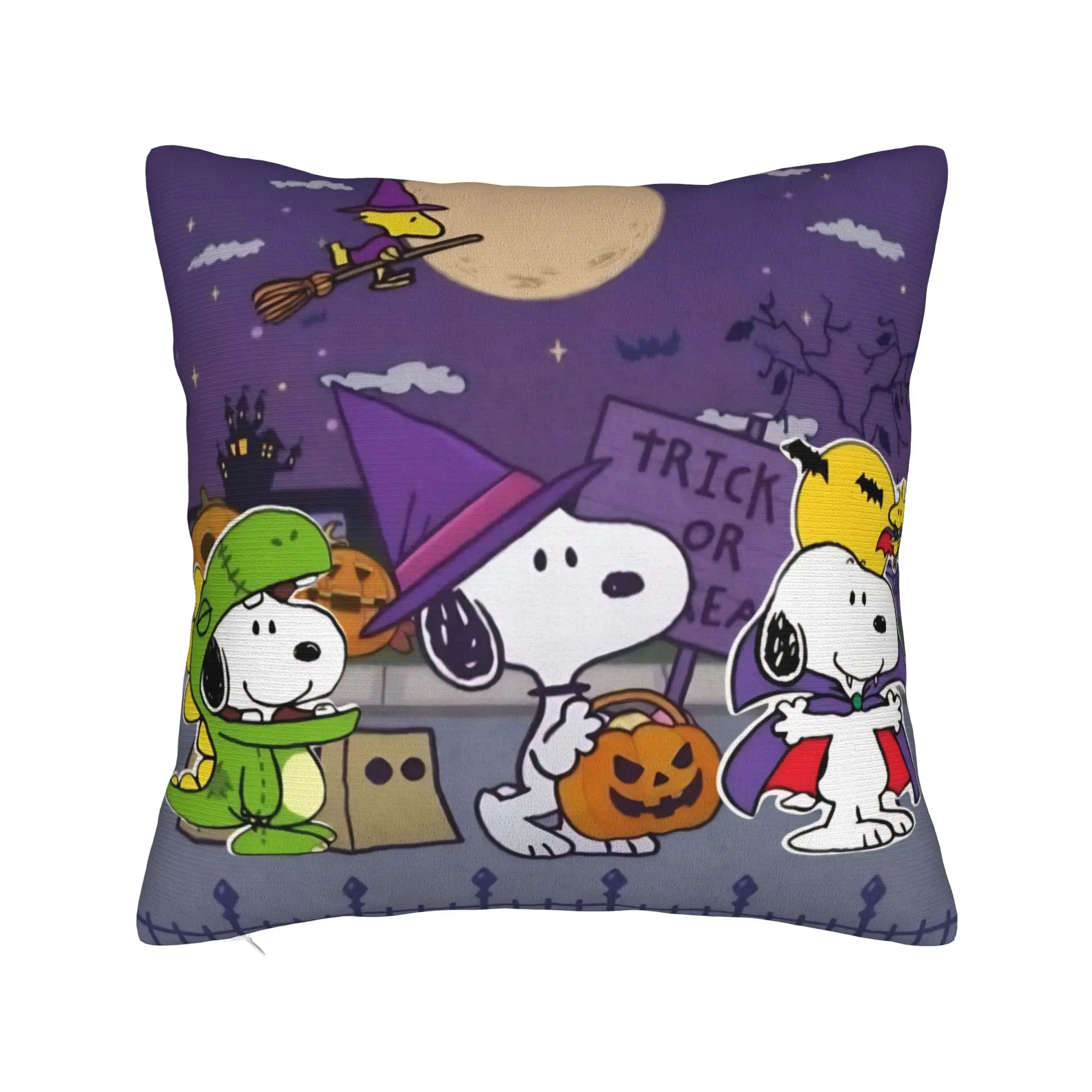 Halloween Snoopys Square Pillow Cases Horro Pumpkin Cushion Cover Novelty Polyester Decorative Pillowcover for Car 45x45cm