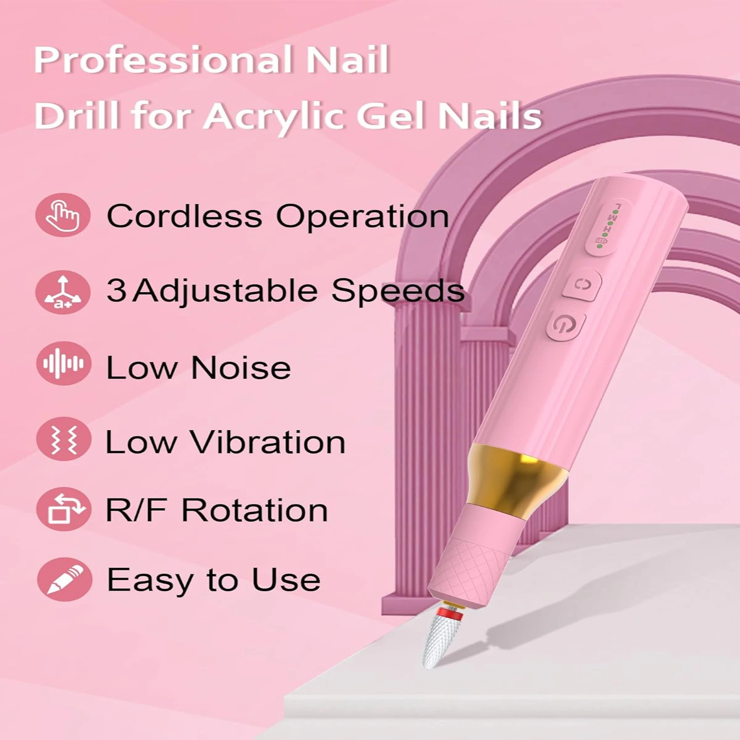 

Professional Premium Wireless Nail Drill - Rechargeable Salon-Quality Acrylic Grinder - Convenient Tool for Home and Salon Nails