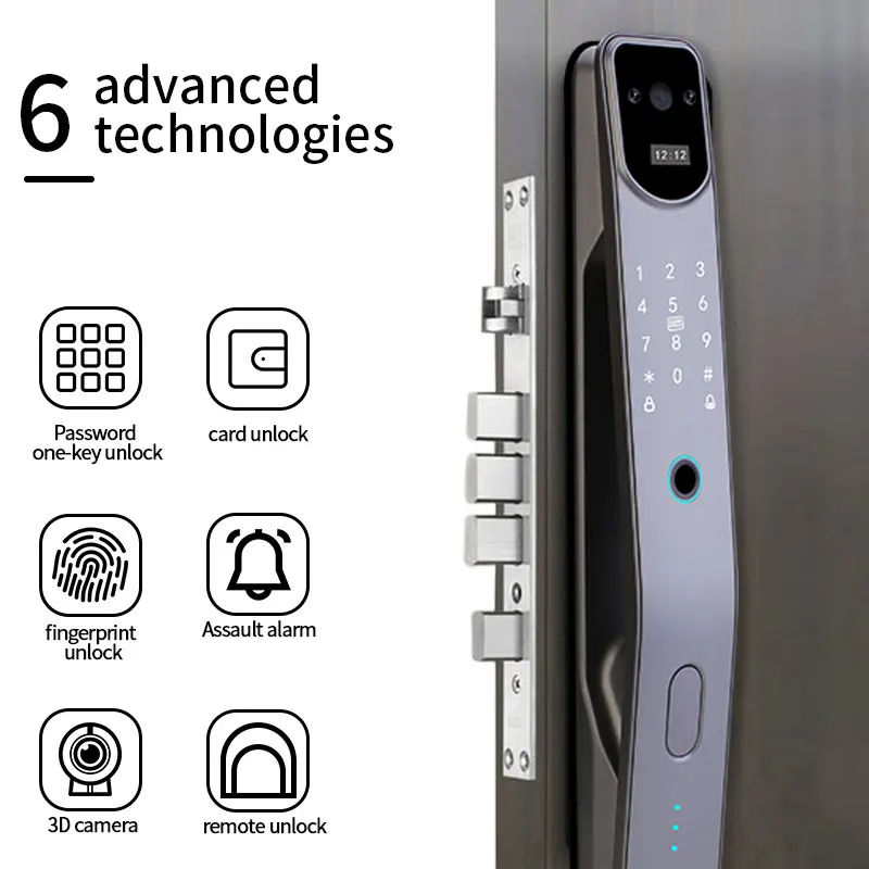 Tuya Zigbee Smart Door Lock System APP Fingerprint Intelligent Digital Biometric Smart Door 3D Face Recognition Lock for Hotel