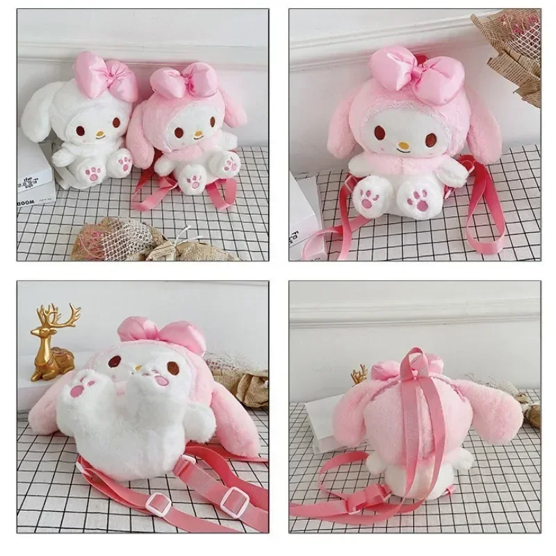 

Sanrio Plush Toys My Melody Backpack Kawaii Anime Figure Soft Stuffed Dolls Handbag Children Girl Coin Purse Cartoon Decor Gifts