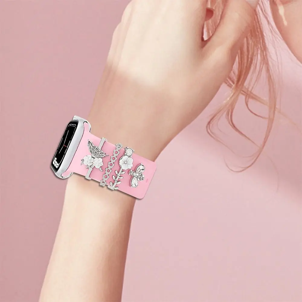 Fashion Diamond Strap Decorative Ring Watch Band Jewelry Metal Charms Decor Accessories Ornament for Apple Watch Band