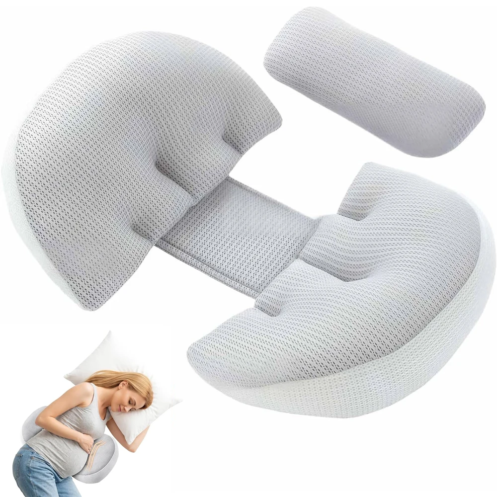 Cuscini per la gravidanza, ideali per dormire, cuscino ergonomico regolabile, cuscino a cuneo, confortevole, traspirante, per alleviare il dolore alla schiena e alla zona lombare.