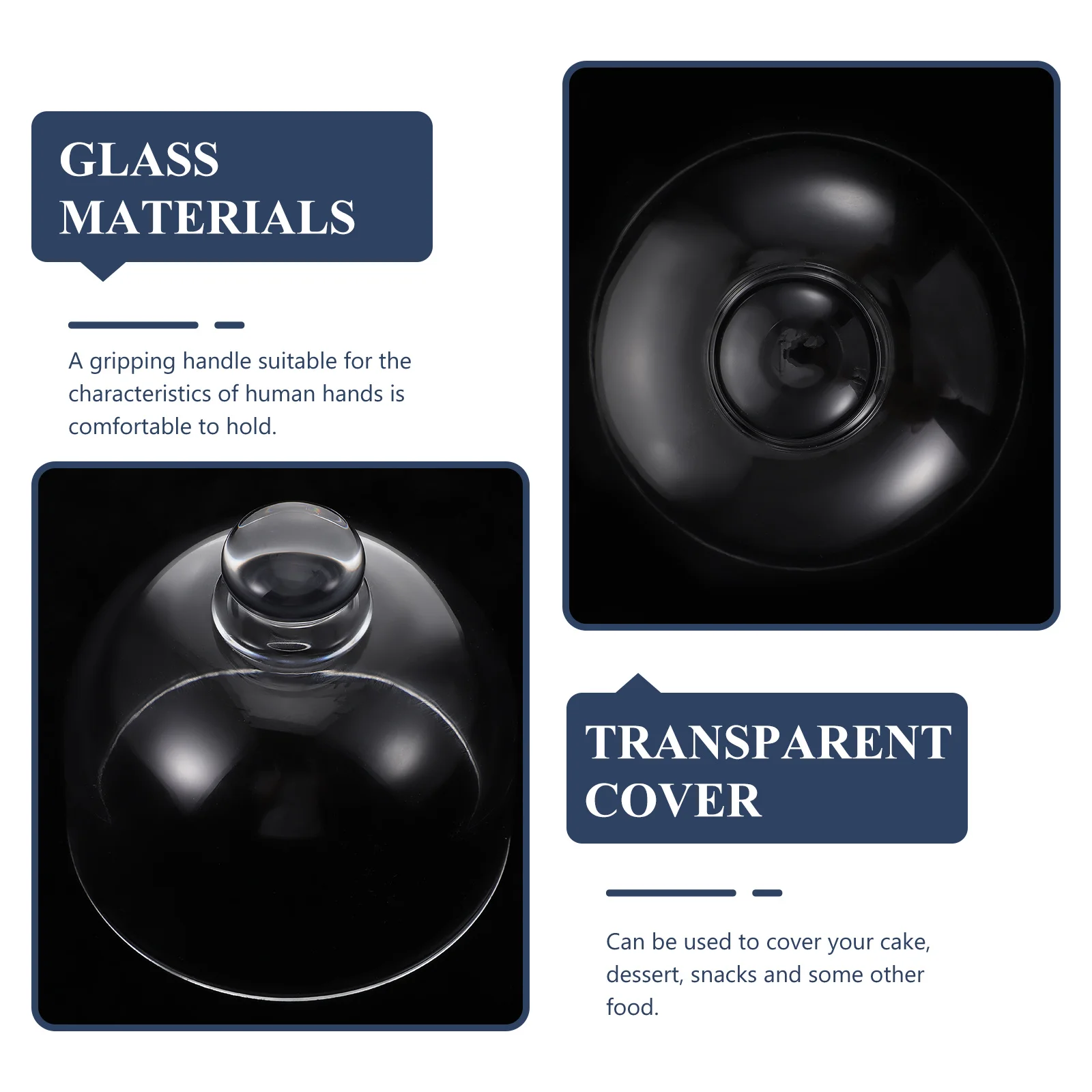

1Pcs Glass Cake Cover Transparent Food Snack Protective Display Dome Home Dessert Protective Cover for Party Banquet