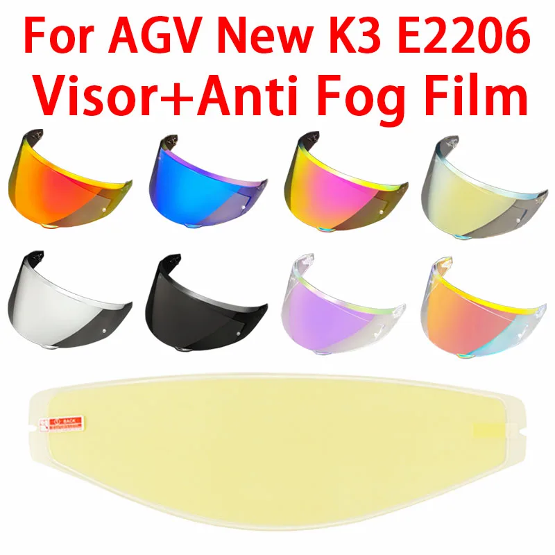 Visera para AGV K3 E2206 New Modle Viseira Capacete UV Protection lentes para casco de moto Visera Casco Moto K3 Anti fog film