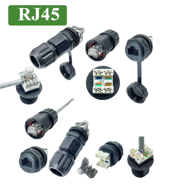 Welding-free RJ45 Network Connector Signal Panel Socket IP67 Dust Cover Shell Signal Plug RJ45 Network Port Waterproof M20 Plugs