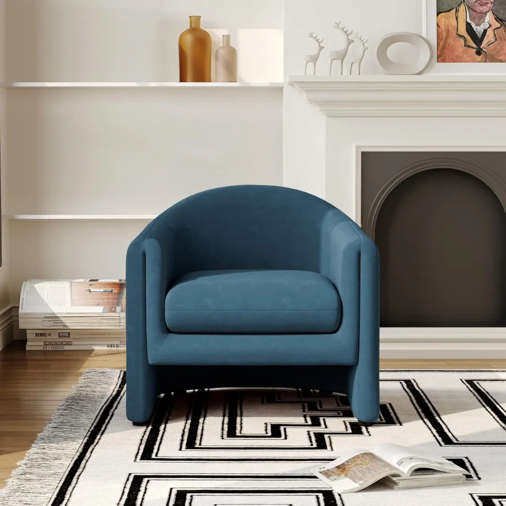 

Barrel Accent Chair, Velvet Upholstered Armchair Design, Fully Assembly Single Sofa Bedroom Reading Seat