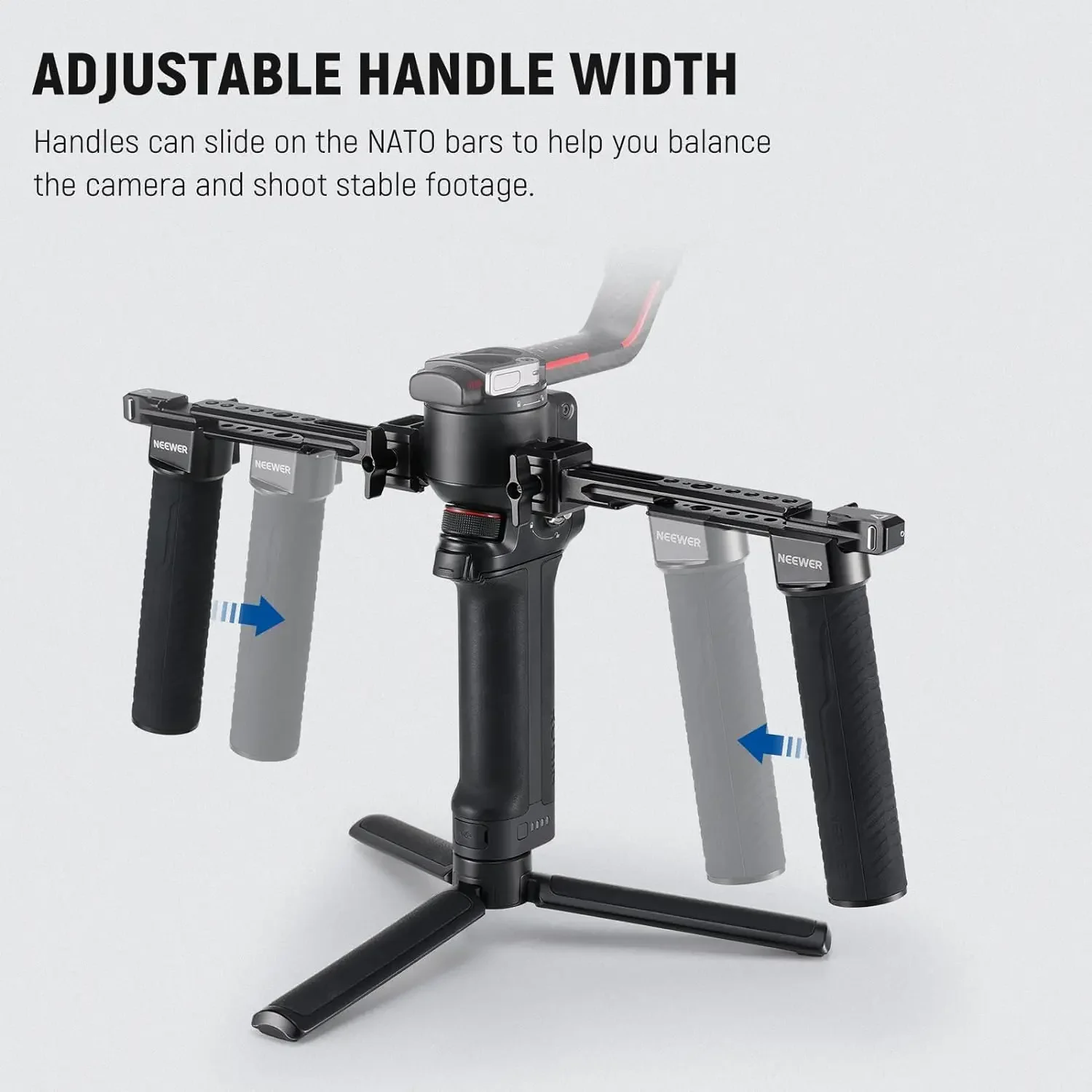 NEEWER-empuñadura doble con 2 Mini rieles NATO para DJI RS4 RS4 Pro RSC2 Ronin S SC RS3 RS3 Pro RS2 Kit de doble mango cardán